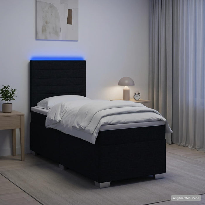 Pat boxspring cu saltea Negru 100 x 200 cm Țesătură WALTI