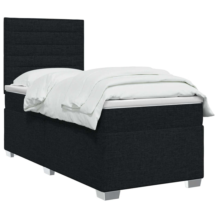 Pat boxspring cu saltea cu benzi LED Negru 80 x 200 cm Țesătură WALTI