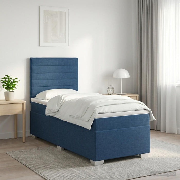 Pat boxspring cu saltea albastru 100 x 200 cm Țesătură WALTI