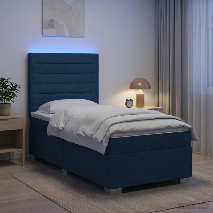 Pat boxspring cu saltea albastru 100 x 200 cm Țesătură WALTI