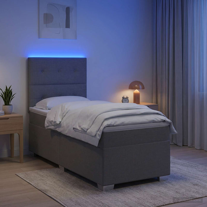 Pat boxspring cu saltea Gri deschis 100 x 200 cm Țesătură - WALTI WALTI