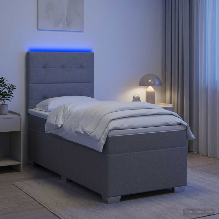 Pat boxspring cu saltea Gri deschis 100 x 200 cm Țesătură - WALTI WALTI