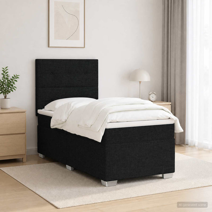 Pat boxspring cu saltea Negru 100 x 200 cm Țesătură - WALTI WALTI