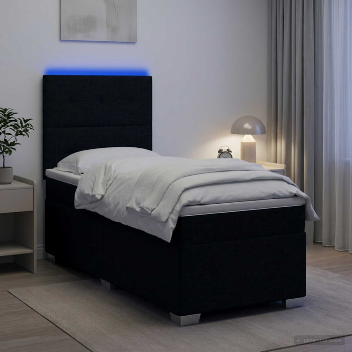 Pat boxspring cu saltea Negru 100 x 200 cm Țesătură - WALTI WALTI