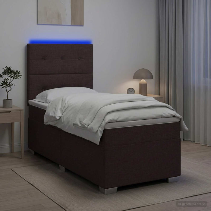 Pat boxspring cu saltea Maro închis 100 x 200 cm Țesătură - WALTI WALTI