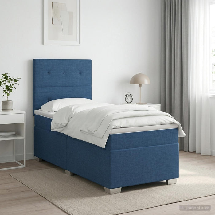 Pat boxspring cu saltea albastru 90 x 200 cm Țesătură - WALTI WALTI