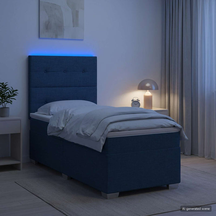 Pat boxspring cu saltea albastru 90 x 200 cm Țesătură - WALTI WALTI