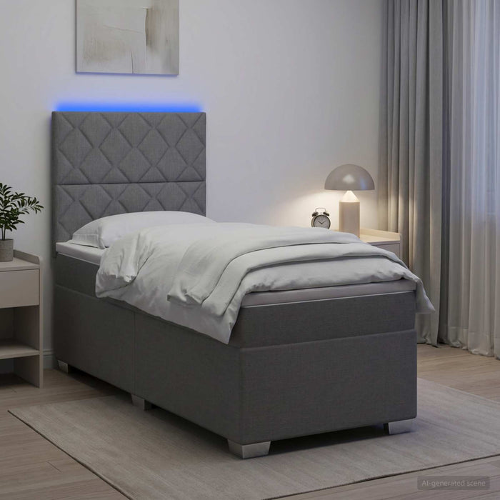 Pat boxspring cu saltea Gri deschis 80 x 200 cm Țesătură WALTI