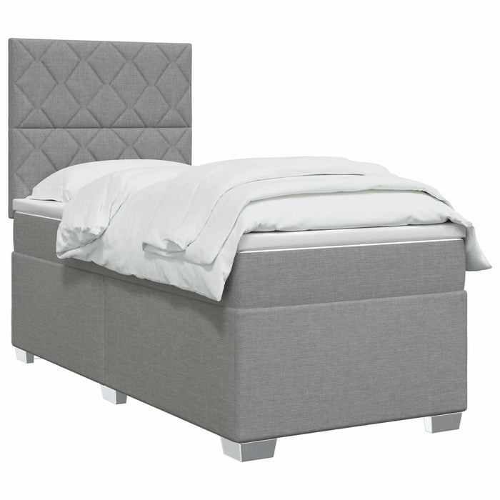 Pat boxspring cu saltea Gri deschis 80 x 200 cm Țesătură WALTI