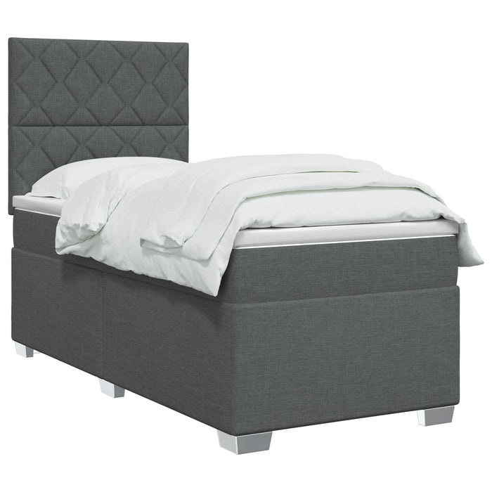 Pat boxspring cu saltea Gri închis 80 x 200 cm Țesătură WALTI