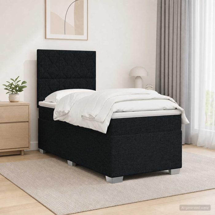 Pat boxspring cu saltea cu benzi LED Negru 80 x 200 cm Țesătură - WALTI WALTI