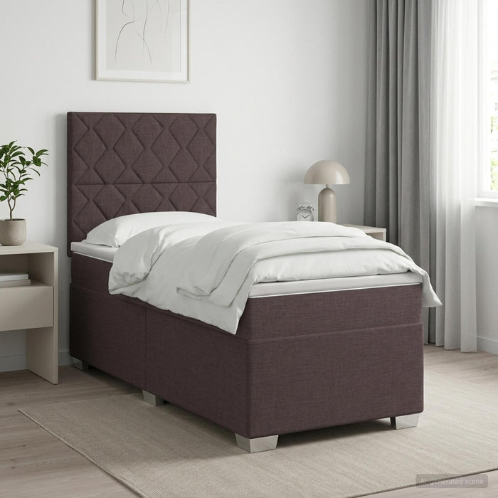 Pat boxspring cu saltea Maro închis 90 x 200 cm Țesătură - WALTI WALTI