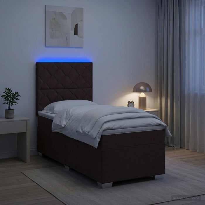Pat boxspring cu saltea Maro închis 80 x 200 cm Țesătură WALTI