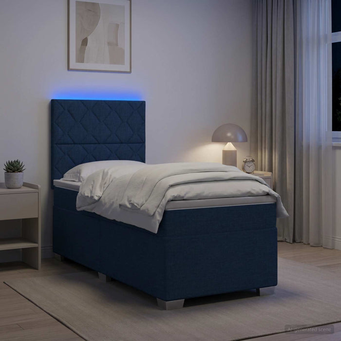 Pat boxspring cu saltea albastru 90 x 190 cm Țesătură WALTI