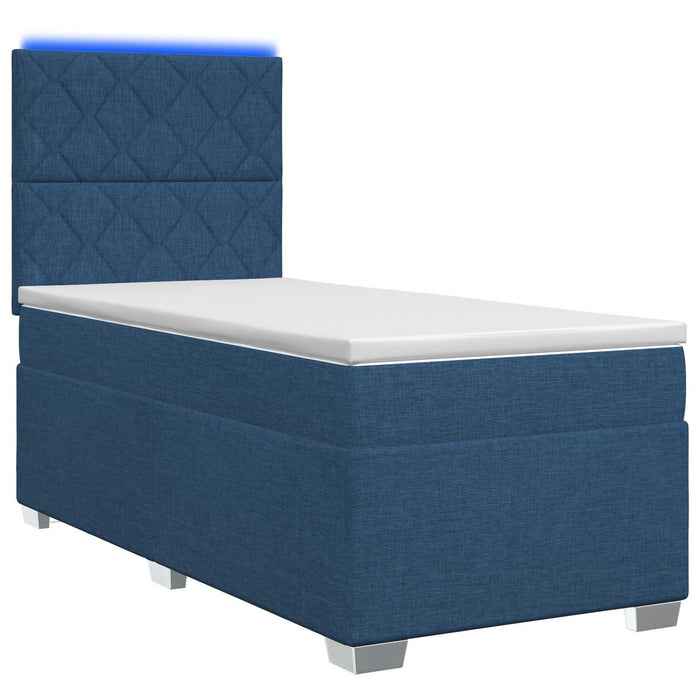 Pat boxspring cu saltea albastru 80 x 200 cm Țesătură WALTI