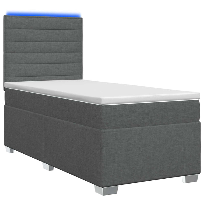 Pat boxspring cu saltea Gri închis 90 x 190 cm Țesătură WALTI