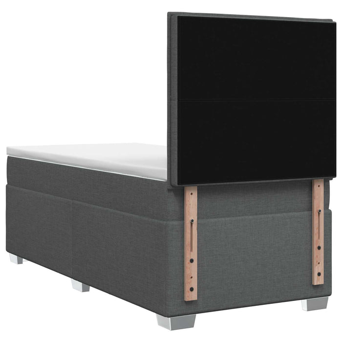Pat boxspring cu saltea Gri închis 90 x 190 cm Țesătură WALTI