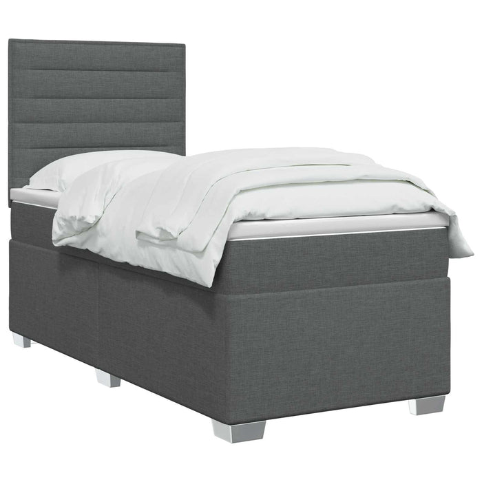 Pat boxspring cu saltea Gri închis 90 x 190 cm Țesătură WALTI