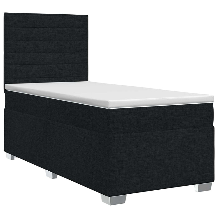 Pat boxspring cu saltea cu benzi LED Negru 90 x 190 cm Țesătură WALTI