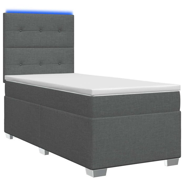 Pat boxspring cu saltea Gri închis 90 x 190 cm Țesătură WALTI