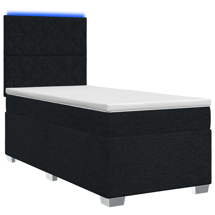 Pat boxspring cu saltea cu benzi LED Negru 90 x 190 cm Țesătură - WALTI WALTI