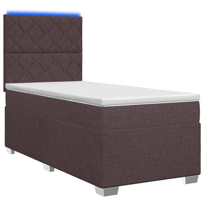 Pat boxspring cu saltea Maro închis 90 x 190 cm Țesătură WALTI