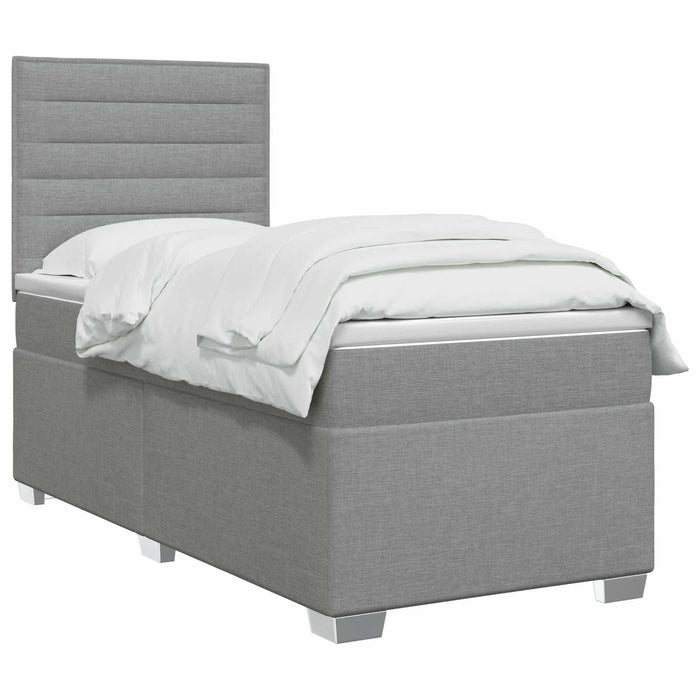Pat boxspring cu saltea Gri deschis 90 x 200 cm Țesătură WALTI