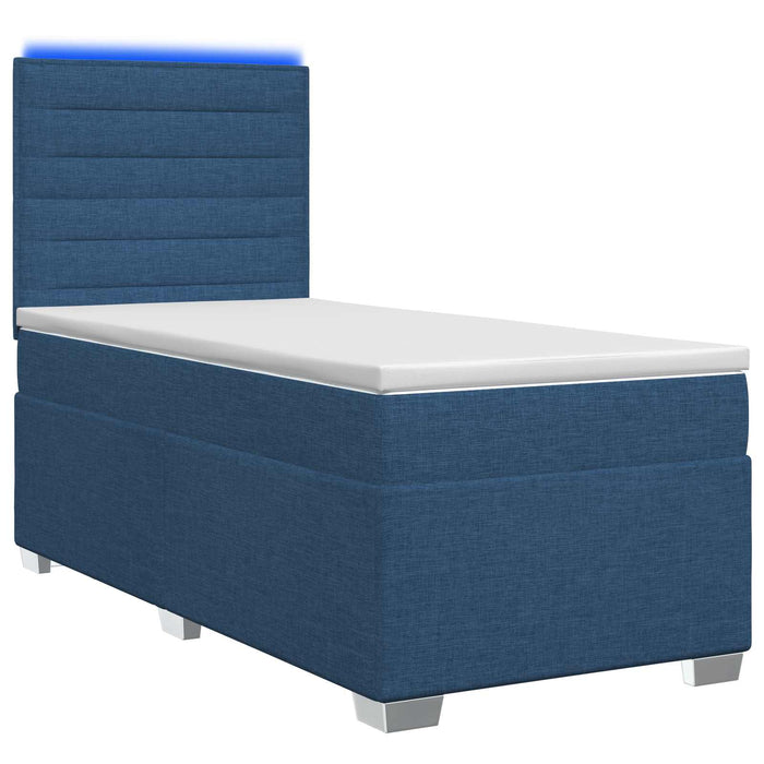 Pat boxspring cu saltea albastru 90 x 200 cm Țesătură WALTI