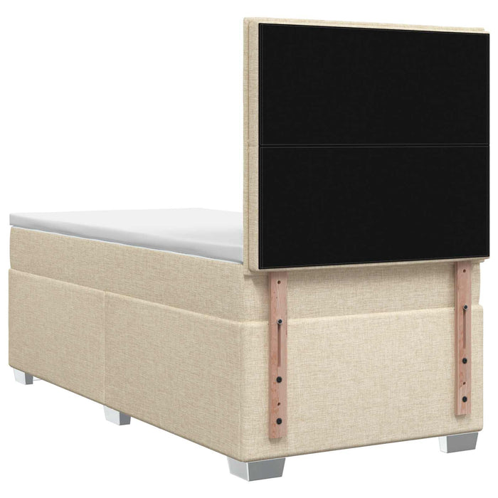 Pat boxspring cu saltea cu benzi LED Crem 100 x 200 cm Țesătură WALTI