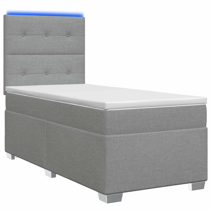 Pat boxspring cu saltea Gri deschis 100 x 200 cm Țesătură - WALTI WALTI