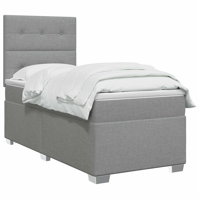Pat boxspring cu saltea Gri deschis 100 x 200 cm Țesătură - WALTI WALTI