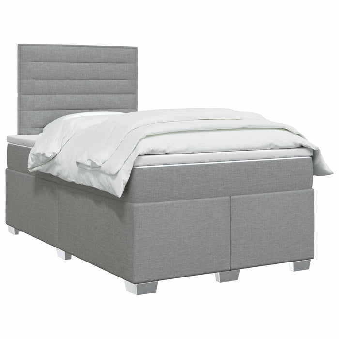 Pat boxspring cu saltea Gri deschis 120 x 190 cm Țesătură WALTI