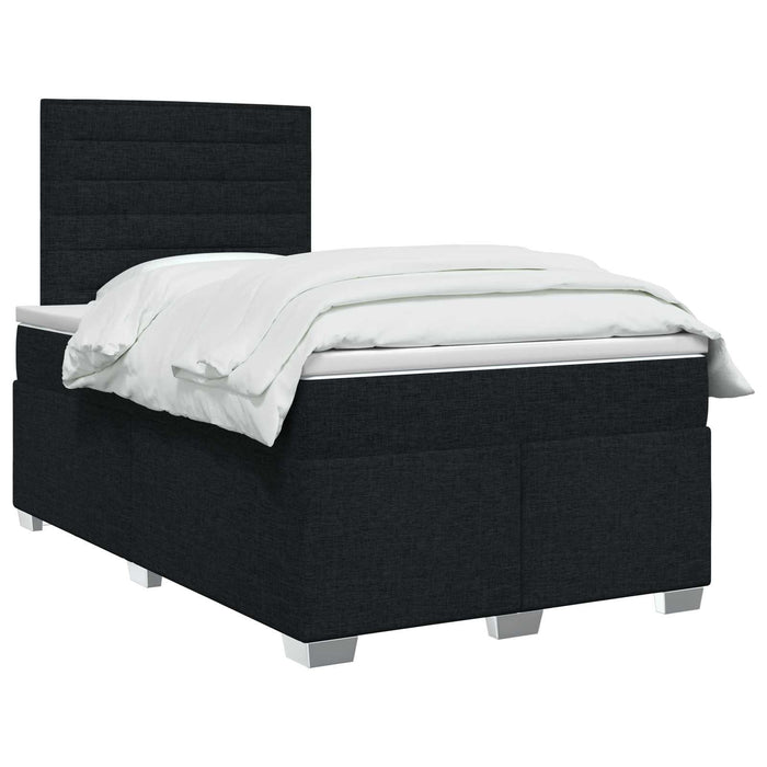 Pat boxspring cu saltea Negru 120 x 190 cm Țesătură WALTI