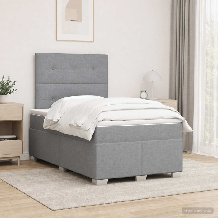 Pat boxspring cu saltea Gri deschis 120 x 200 cm Țesătură WALTI