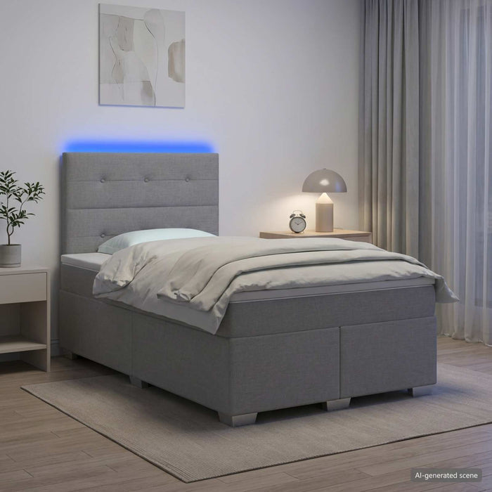 Pat boxspring cu saltea Gri deschis 120 x 200 cm Țesătură WALTI
