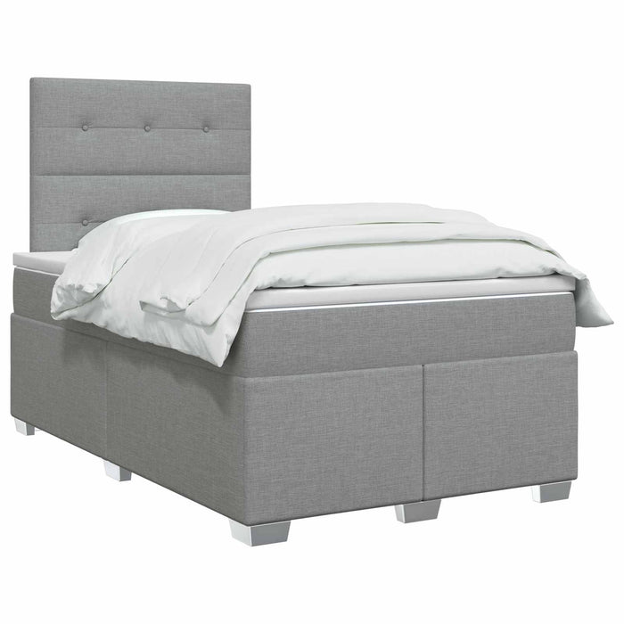 Pat boxspring cu saltea Gri deschis 120 x 190 cm Țesătură WALTI