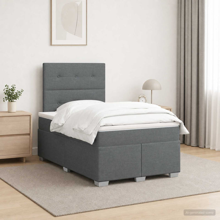 Pat boxspring cu saltea Gri închis 120 x 200 cm Țesătură - WALTI WALTI