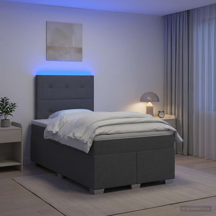 Pat boxspring cu saltea Gri închis 120 x 200 cm Țesătură - WALTI WALTI