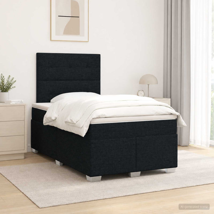Pat boxspring cu saltea Negru 120 x 190 cm Țesătură - WALTI WALTI
