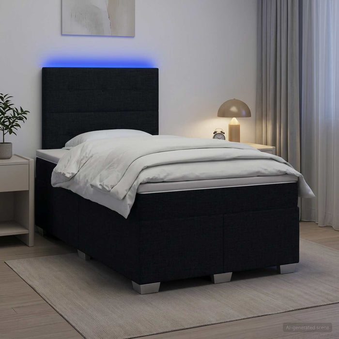 Pat boxspring cu saltea Negru 120 x 190 cm Țesătură - WALTI WALTI
