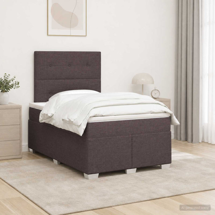 Pat boxspring cu saltea Maro închis 120 x 190 cm Țesătură - WALTI WALTI