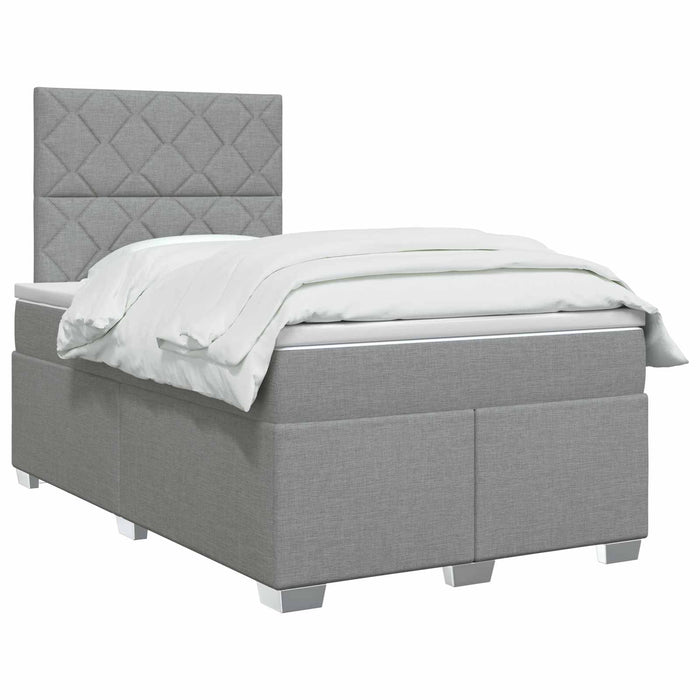 Pat boxspring cu saltea Gri deschis 120 x 190 cm Țesătură WALTI