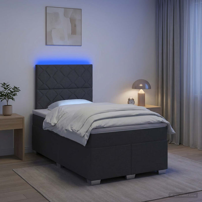 Pat boxspring cu saltea Gri închis 120 x 200 cm Țesătură WALTI