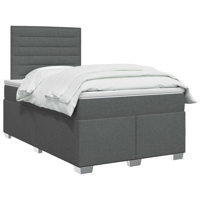 Pat boxspring cu saltea Gri închis 120 x 200 cm Țesătură WALTI