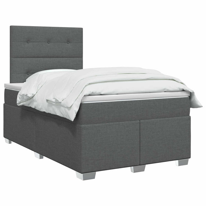Pat boxspring cu saltea Gri închis 120 x 200 cm Țesătură - WALTI WALTI