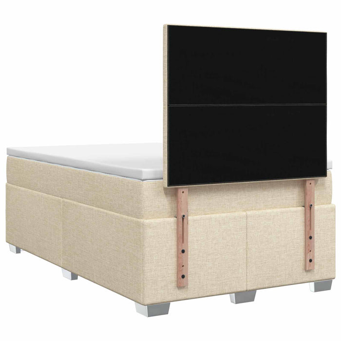 Pat boxspring cu saltea cu benzi LED Crem 120 x 200 cm Țesătură WALTI