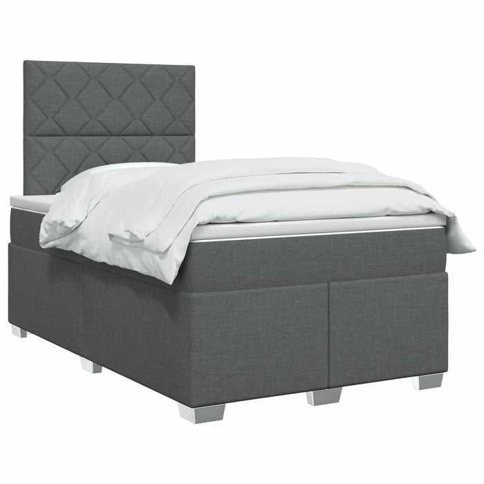 Pat boxspring cu saltea Gri închis 120 x 200 cm Țesătură WALTI