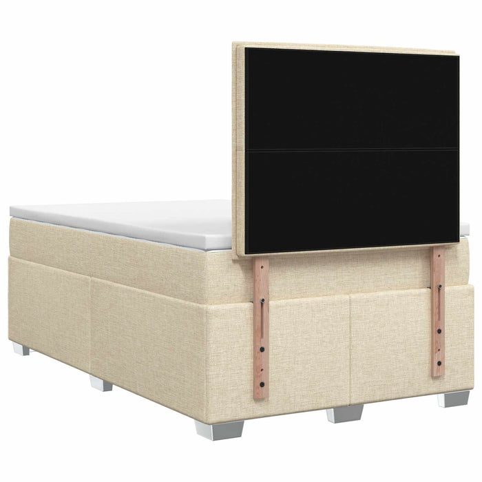 Pat boxspring cu saltea cu benzi LED Crem 120 x 200 cm Țesătură WALTI