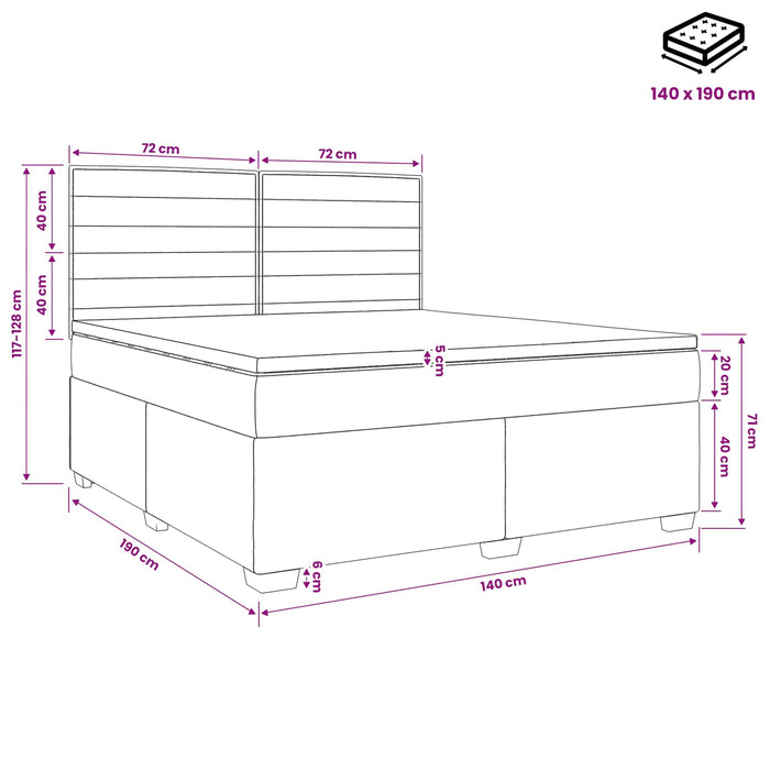 Pat boxspring cu saltea Negru 140 x 190 cm Țesătură WALTI