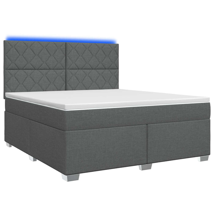 Pat boxspring cu saltea Gri închis 140 x 190 cm Țesătură WALTI